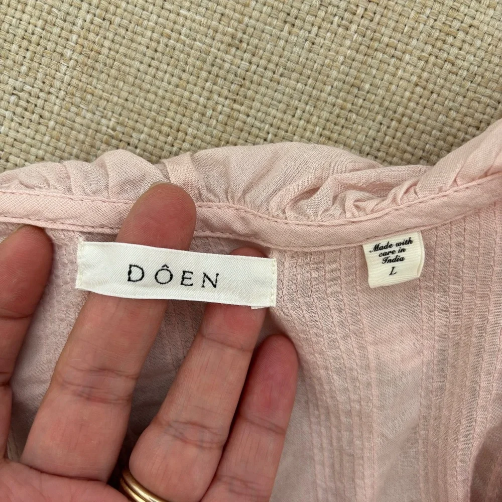 Doen Henri Pink Ruffle Blouse - Size Large - Picture 2 of 9